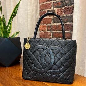CHANEL Medallion Tote Quilted Caviar Leather